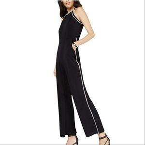 INC International Concepts Black With White Trim Wide Leg Jumpsuit Pantsuit szXL